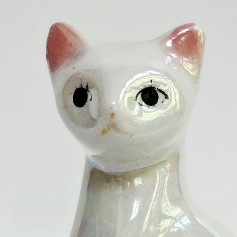 Mid-Century Iridescent Lustre Glaze Cat Figurine