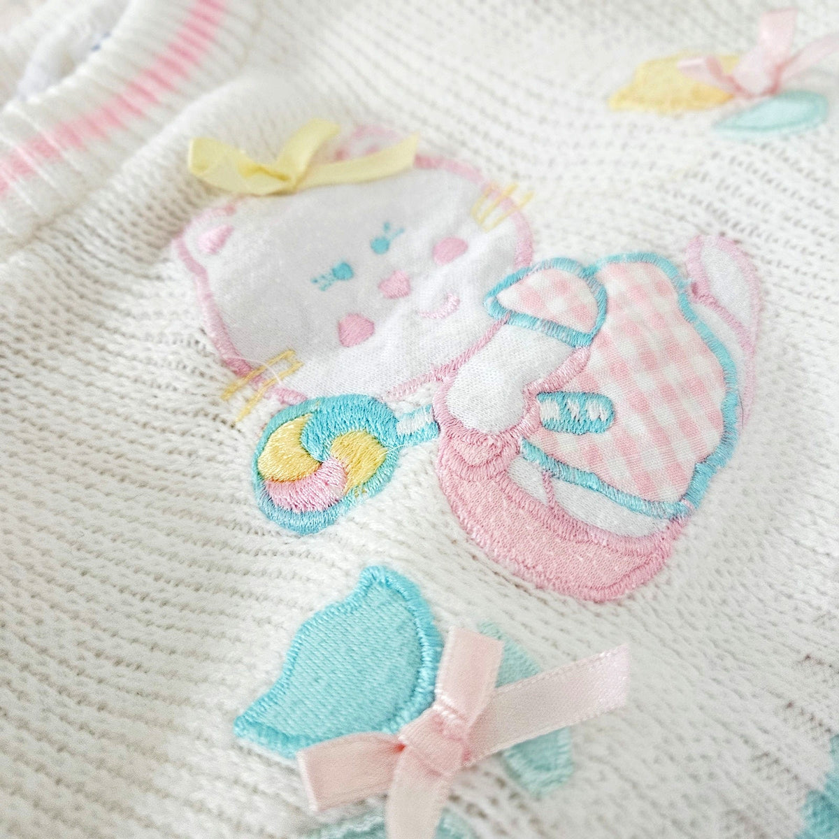 1980s Doe-Spun Cat Sweater & Quilted Gingham Pants | Girls 3-6M