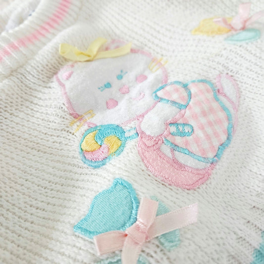1980s Doe-Spun Cat Sweater & Quilted Gingham Pants | Girls 3-6M