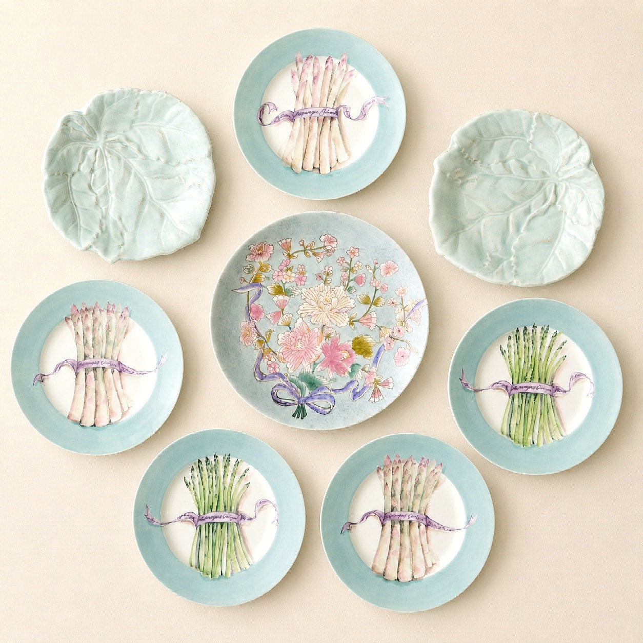 Williams Sonoma Asparagus Curated Vintage Plate Wall Set