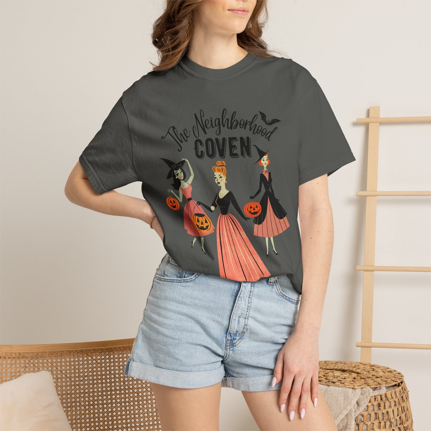 Halloween T-Shirt — The Neighborhood Coven Vintage Witch Trio Graphic