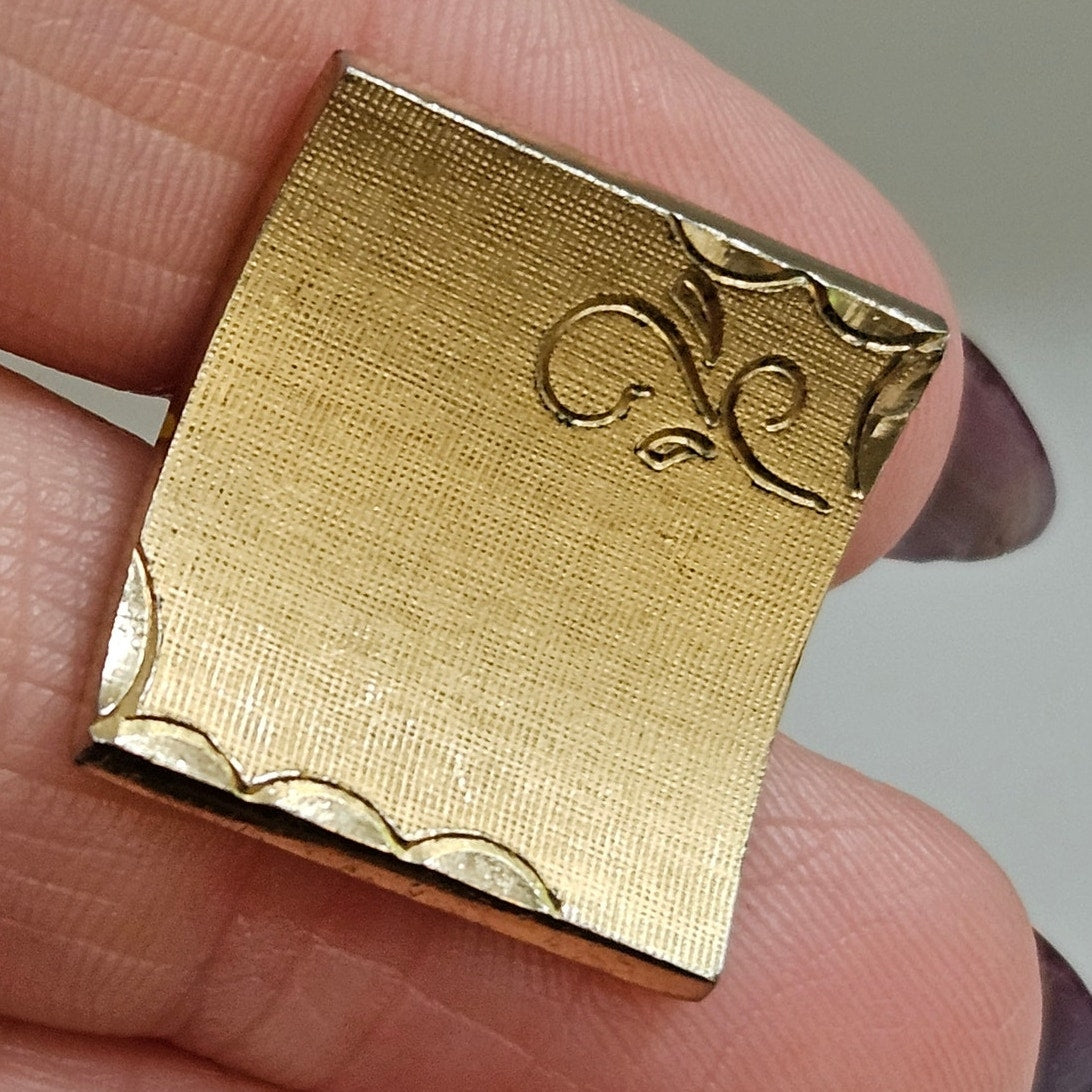 MCM Swank Engraved Square Gold Tone Cufflinks