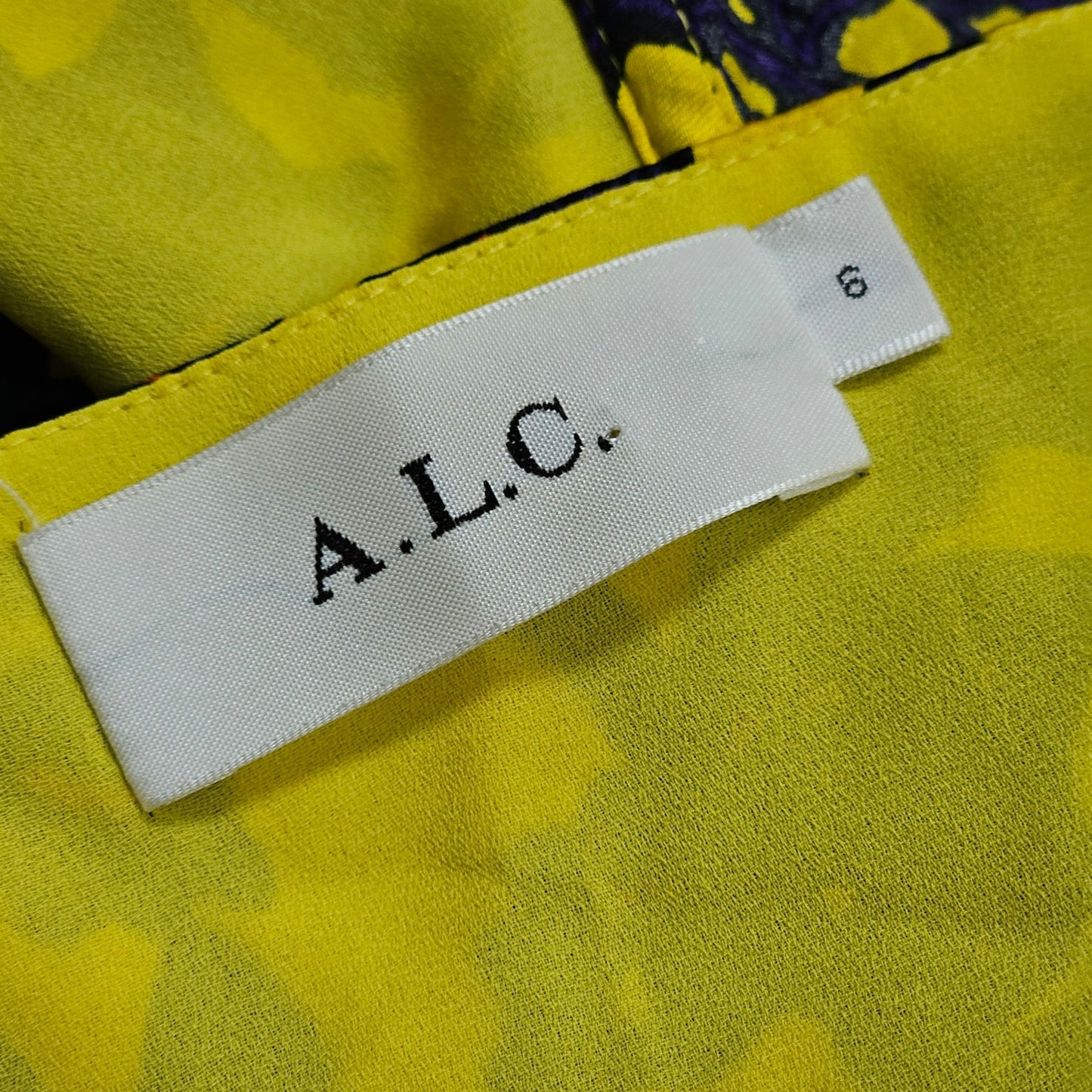 A.L.C. Viera Silk Party Dress | Floral Ruffle Mini Yellow Purple | Women's 6