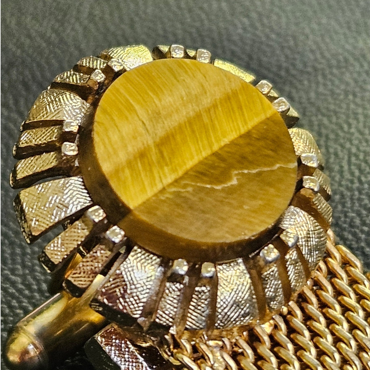 MCM Dante Tiger Eye Mesh Wrap Cufflinks