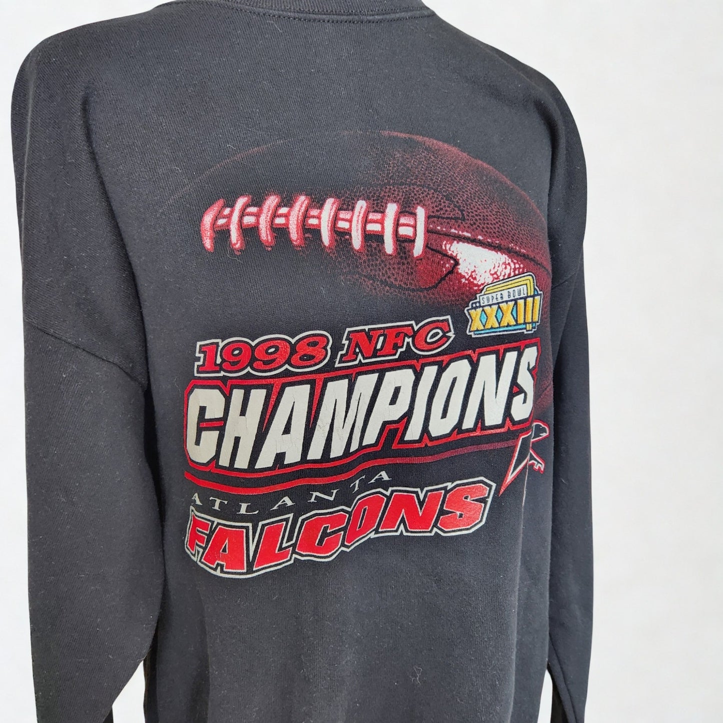 Vintage 1998 Atlanta Falcons NFC Champions Black and Red Sweatshirt | Size Large