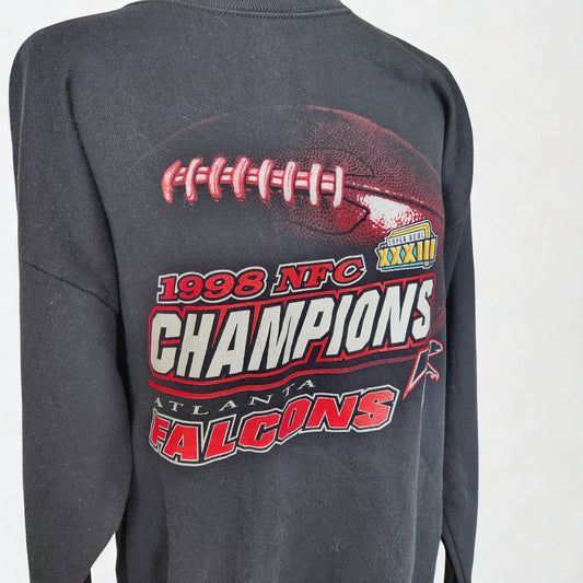 Vintage 1998 Atlanta Falcons NFC Champions Black and Red Sweatshirt | Size Large