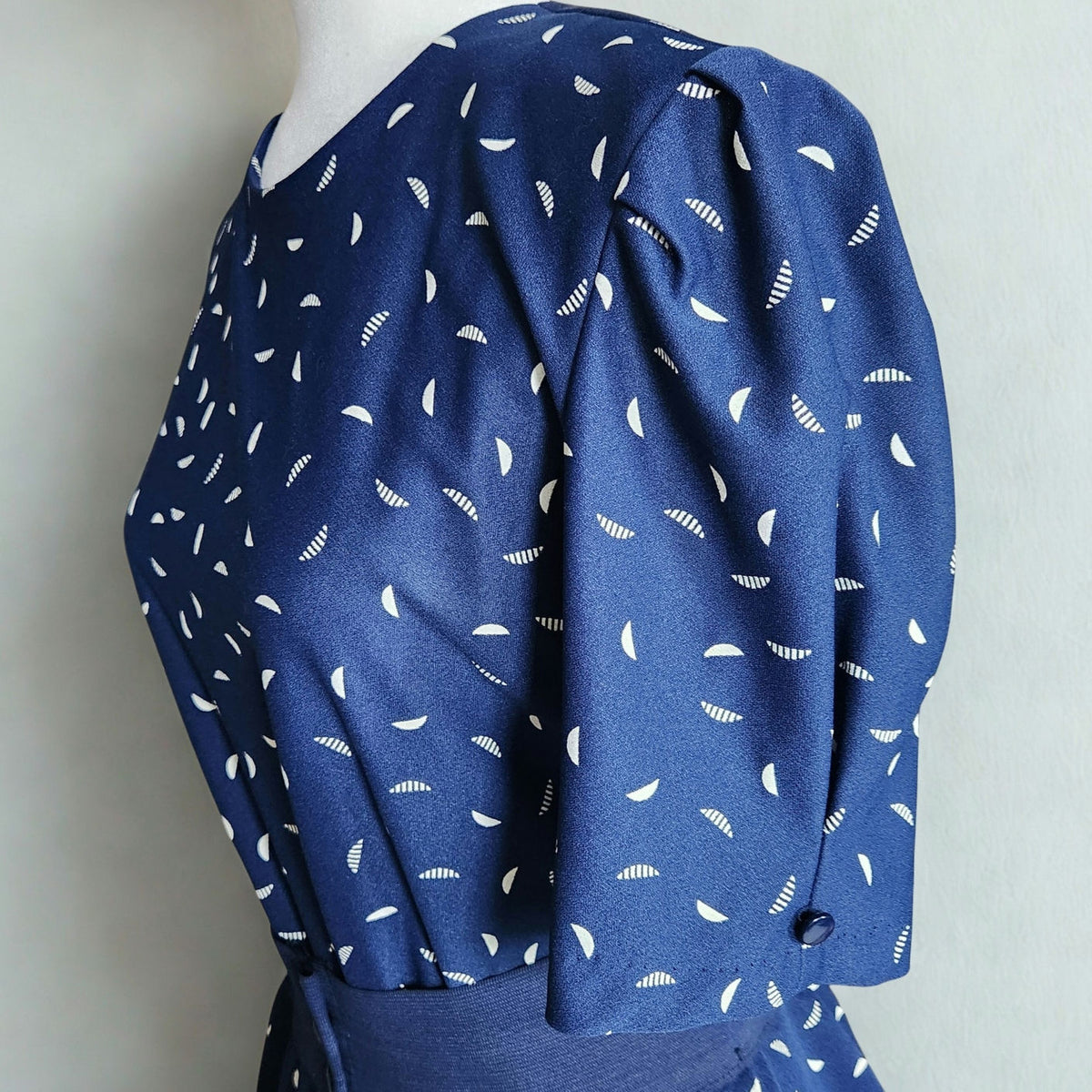 Vintage 1980s Jenny Navy Drop Waist Dress with Detachable Flounce | Women's 8