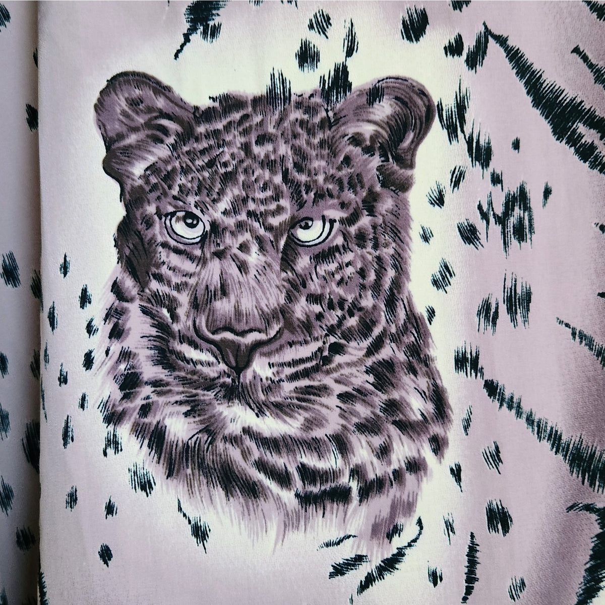 1980s Large Silky Mauve Animal Print Scarf