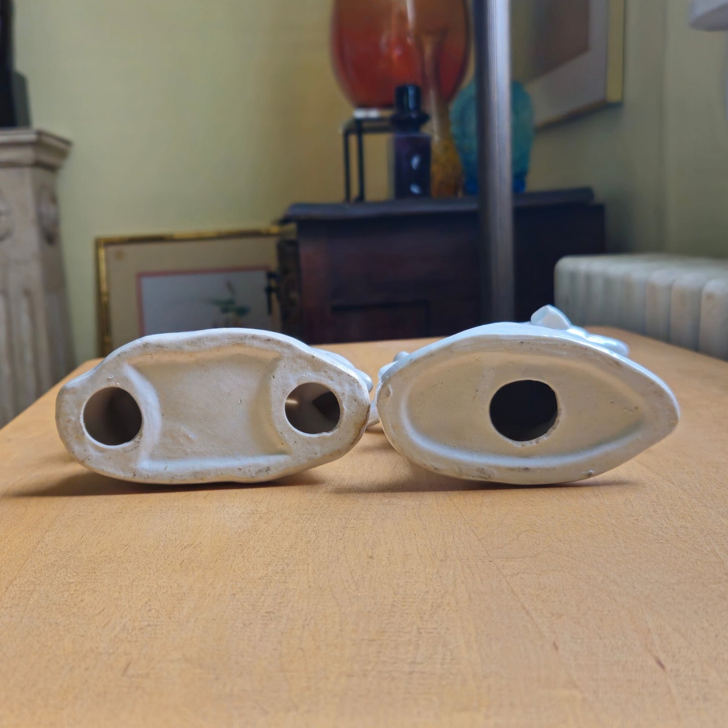 Pair of Vintage 1980s Iridescent Dolphin Figurines