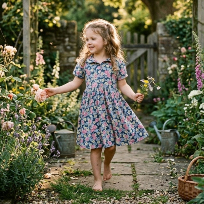 Vintage Laura Ashley Mother & Child Girls Floral Dress | 5-6 Y | 100% Cotton