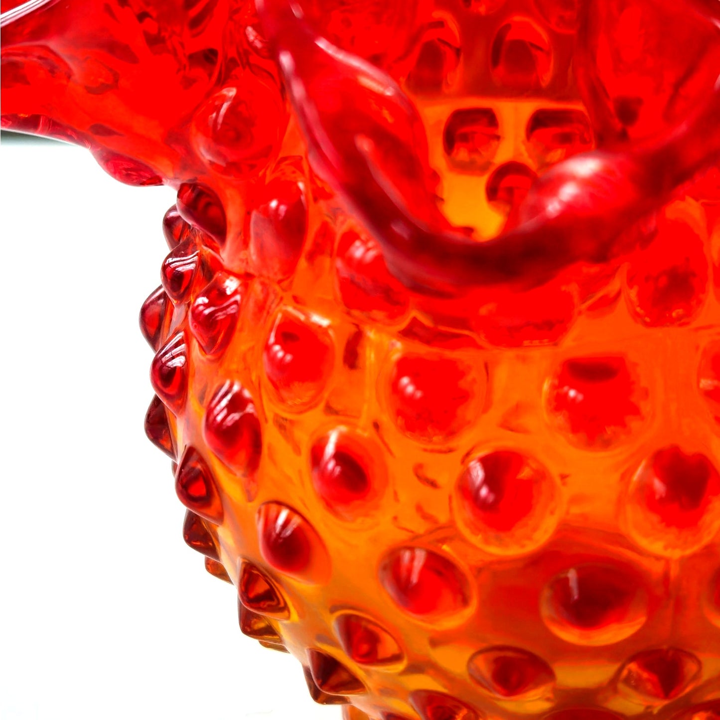 Vintage Amberina Hobnail Glass Rose Bowl