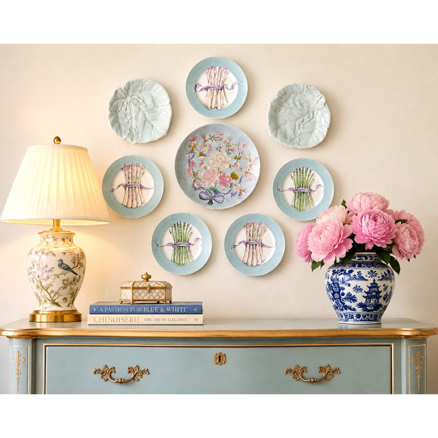 Williams Sonoma Asparagus Curated Vintage Plate Wall Set