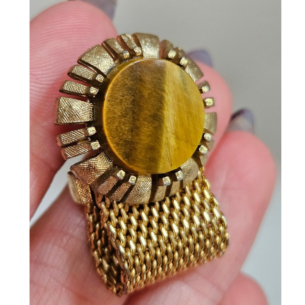 MCM Dante Tiger Eye Mesh Wrap Cufflinks