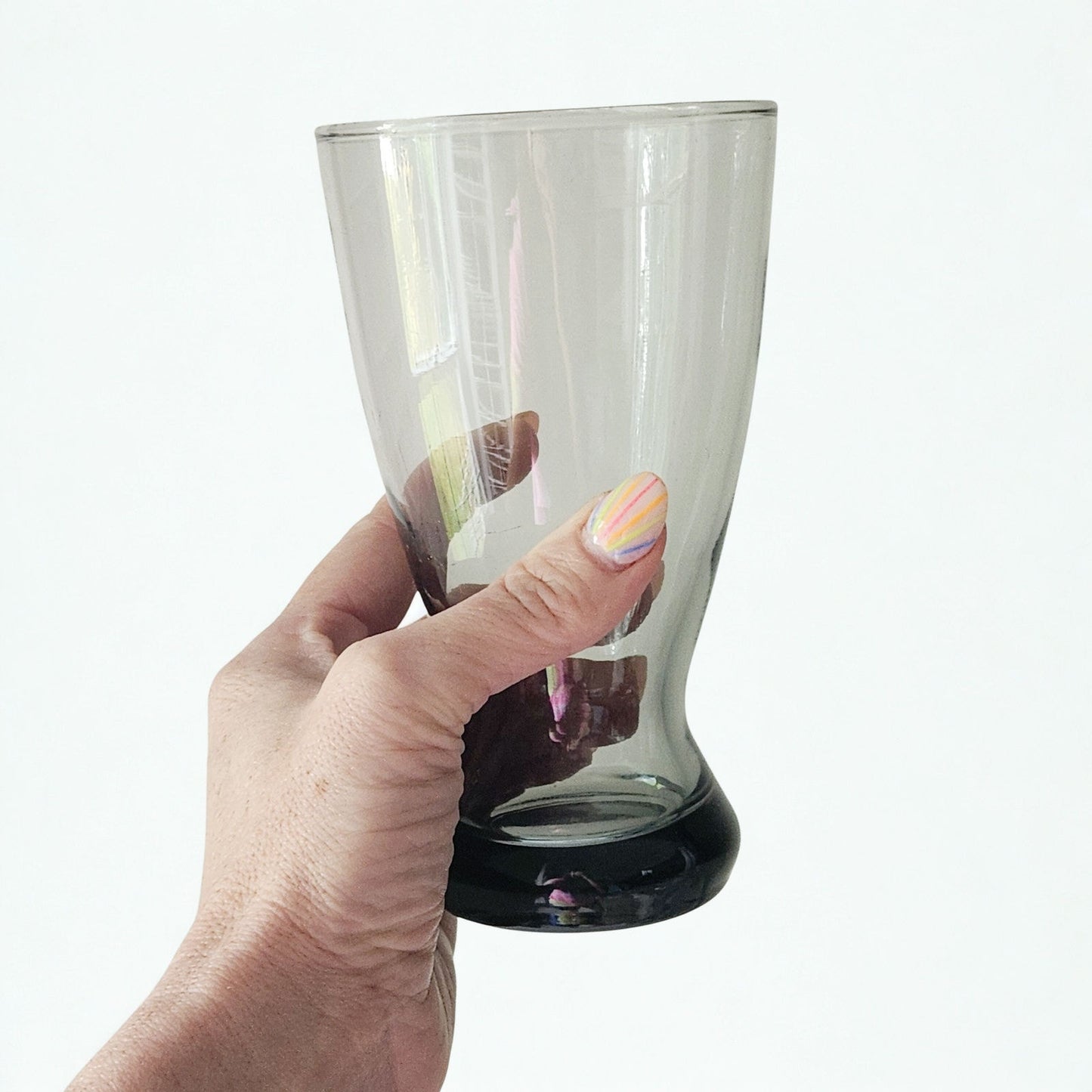 Vintage MCM Smoky Gray Barware 12 oz Pilsner Beer Glass - Libbey Style