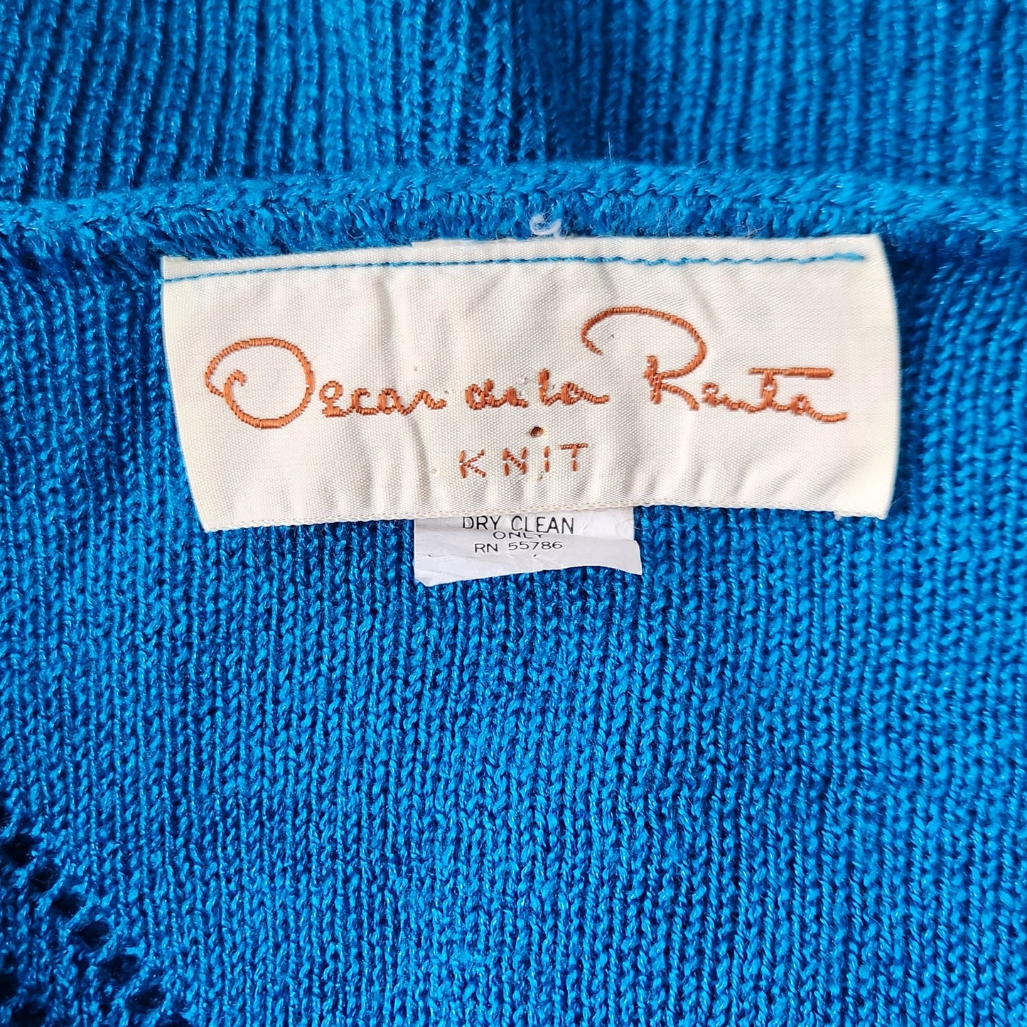 Vintage Oscar de la Renta Bright Blue Knit Sweater | 1980s Knitwear | Women's S