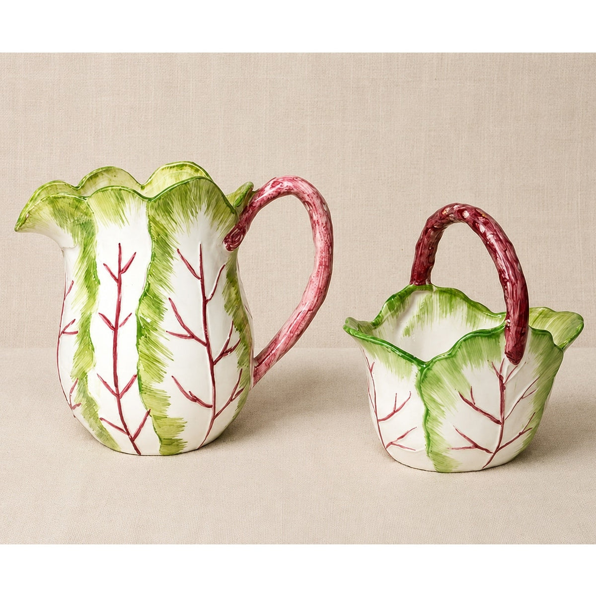 1988 Haldon Group Tobacco Leaf Pitcher & Basket