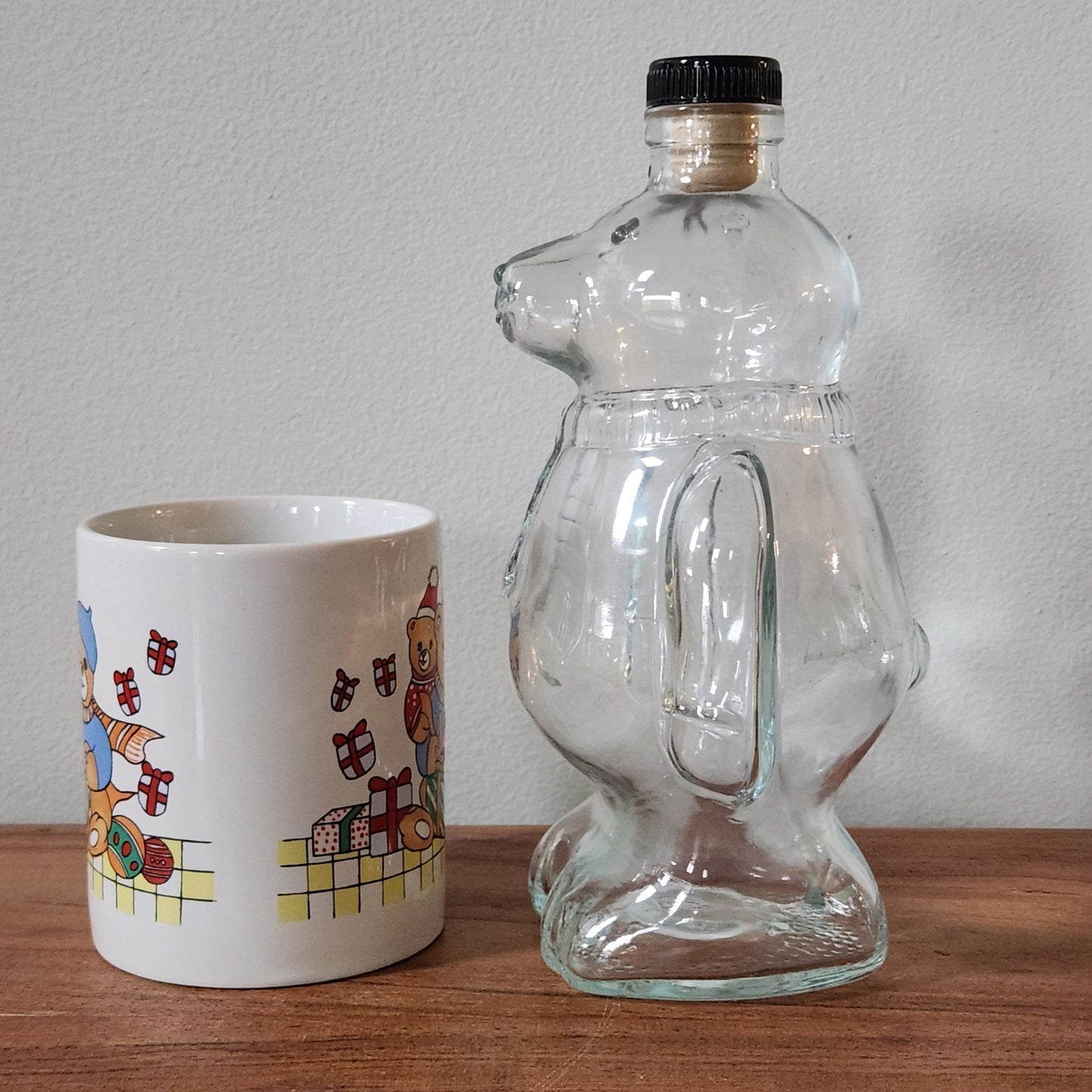 Vintage Christmas Hot Cocoa Gift Bundle | Teddy Bear Mug + Polar Bear Bottle
