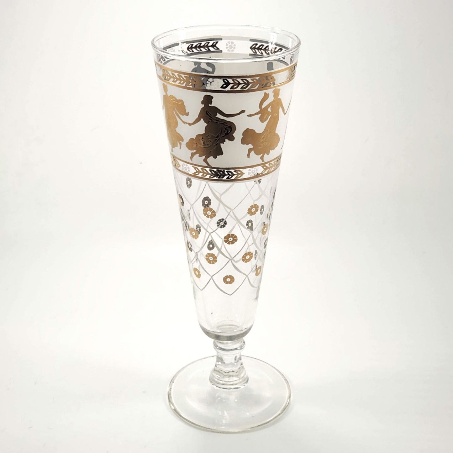 Set of 4 MCM Aldon Greek Goddess Pilsner Glasses