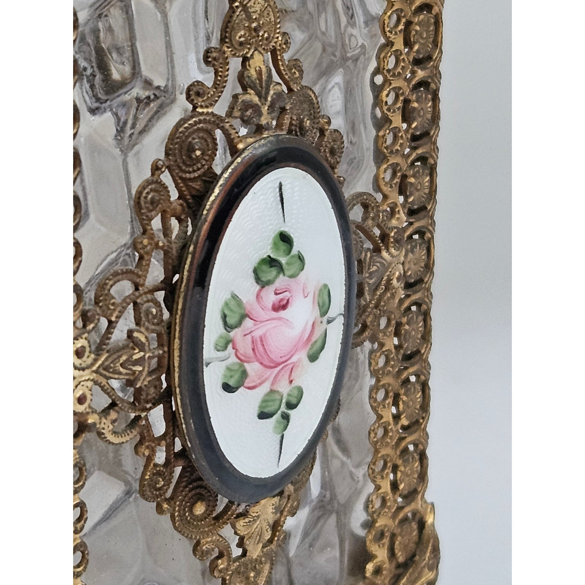 1950s Gold Gilt Filigree Perfume Bottle