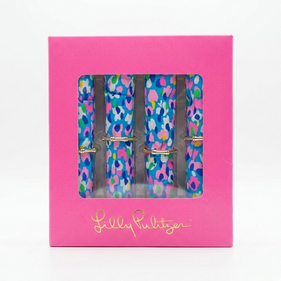 Lilly Pulitzer Hottie Dottie Blue & Pink Napkins & Bamboo Rings