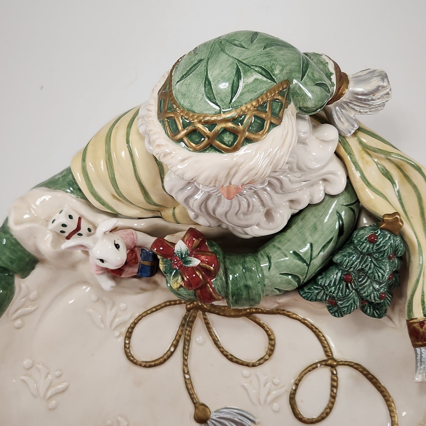 Fitz & Floyd Classics Santa Serving Bowl | Vintage 1990s Holidays Centerpiece
