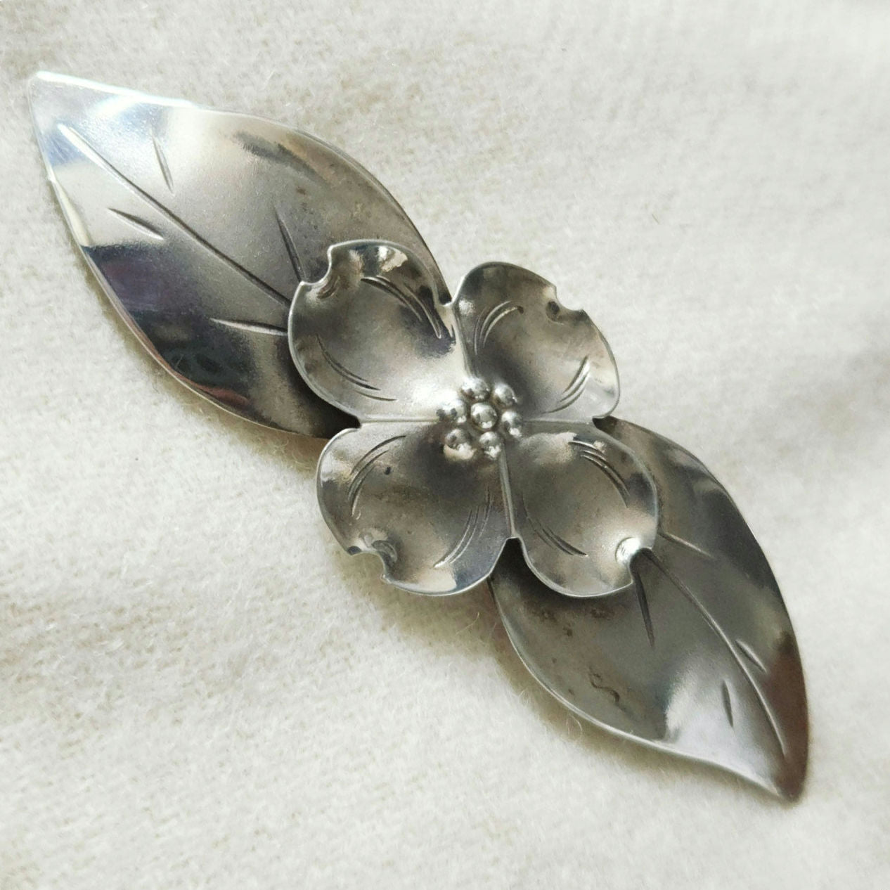 1940s Stuart Nye Sterling Silver Dogwood Brooch