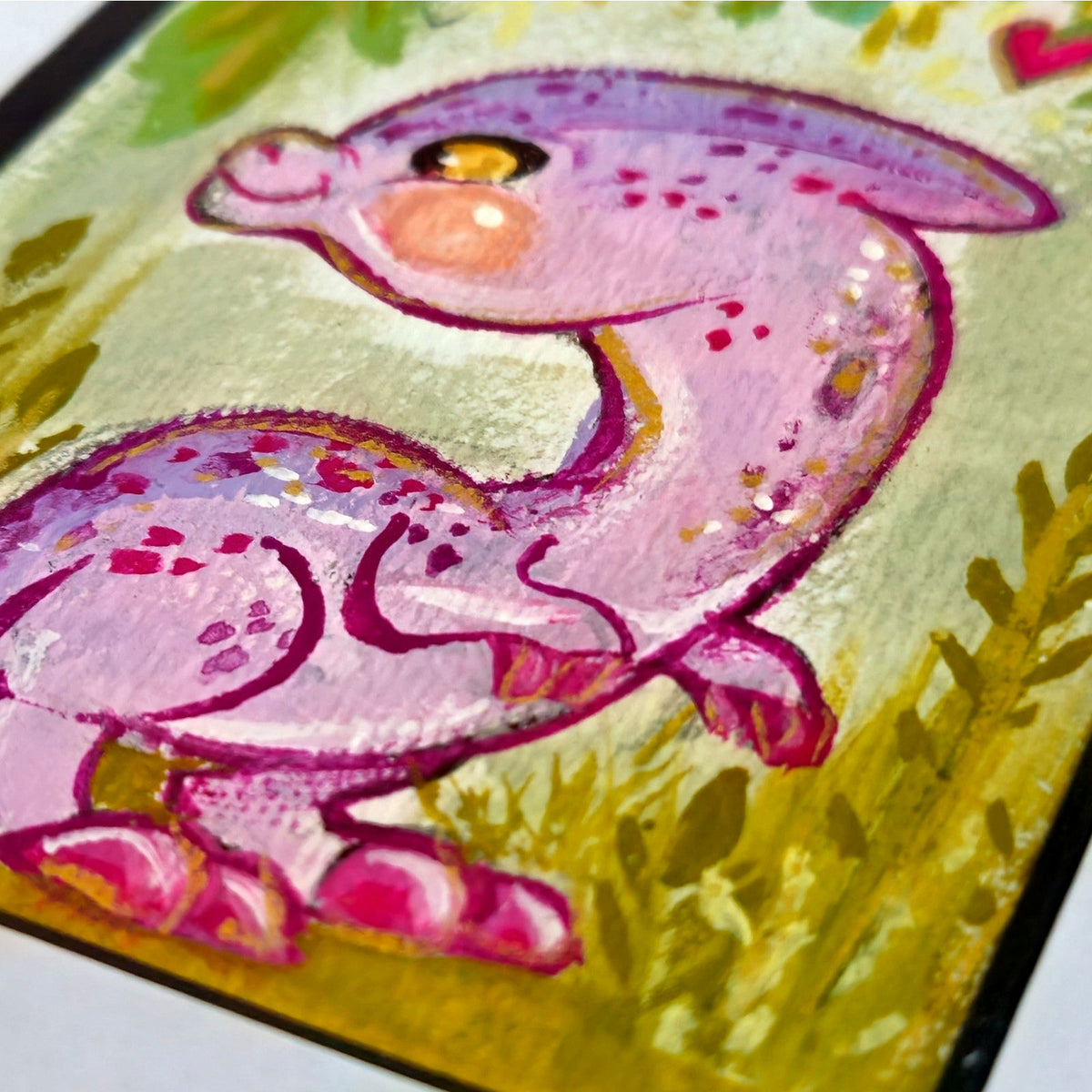 Original Framed Purple Kawaii Dinosaur Art