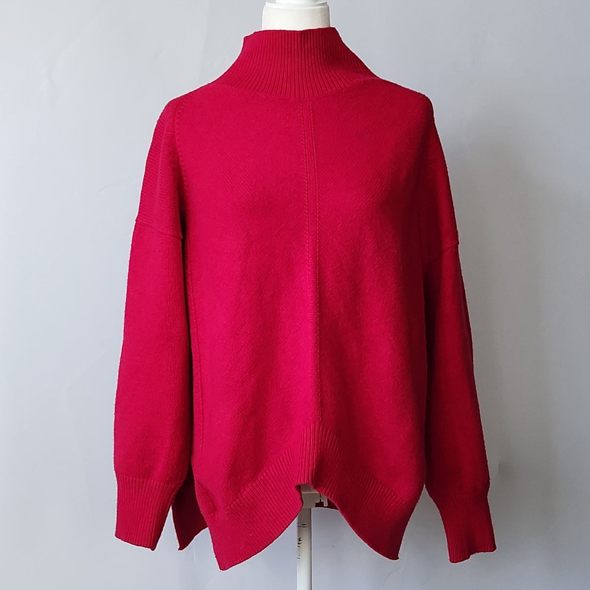 Maeve Mock Neck Pullover Raspberry Sweater | Women's M