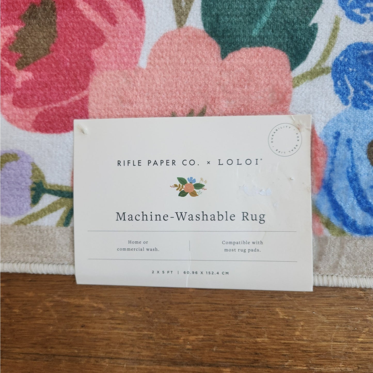 Rifle Paper Co. × Loloi Machine-Washable Freya Floral Runner Rug | 2' × 5' | NWT
