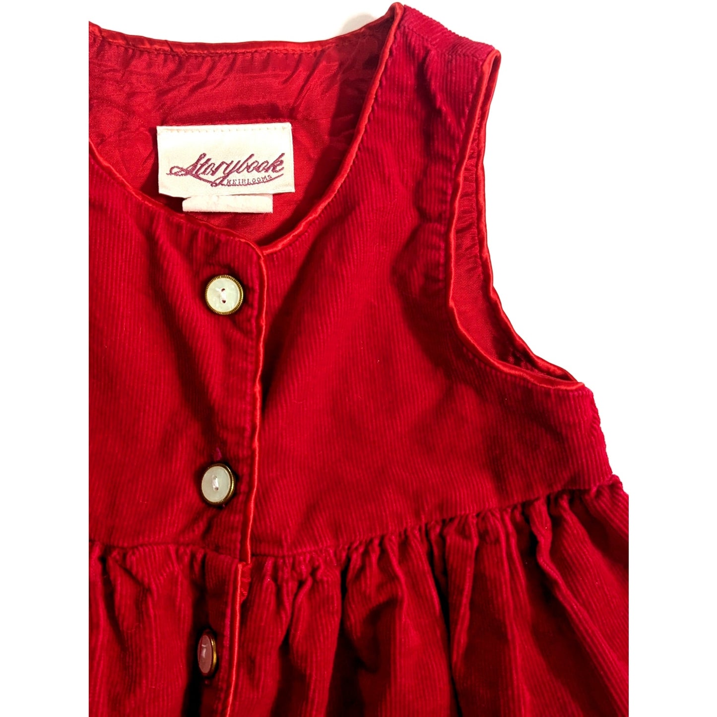 1990s Storybook Heirlooms Red Corduroy Jumper | Girls 5