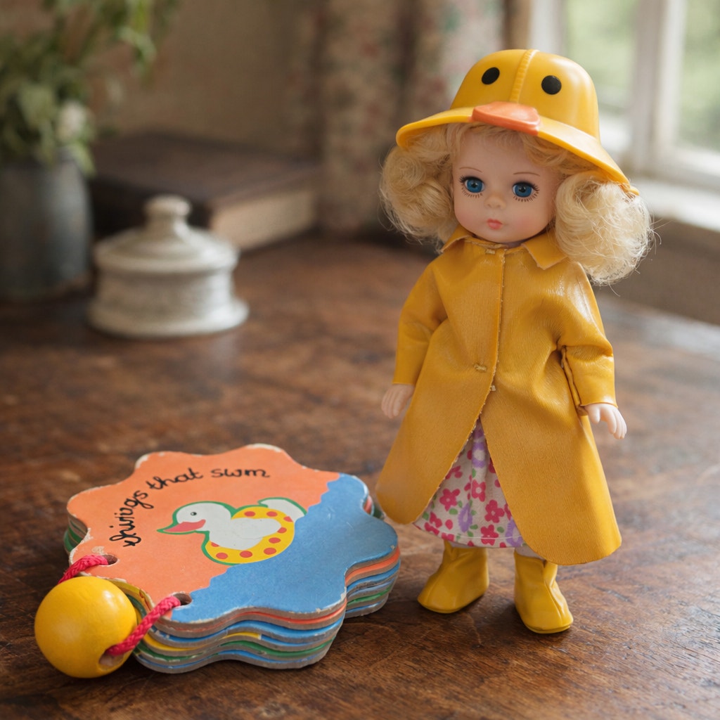 Vintage Madame Alexander “It’s Raining” Doll + UK “Things That Swim” Board Book