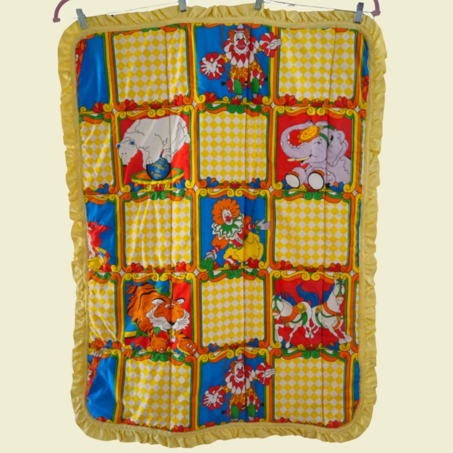 Vintage Ringling Bros Barnum & Bailey Baby Crib Blanket | 1970s Circus Nursery