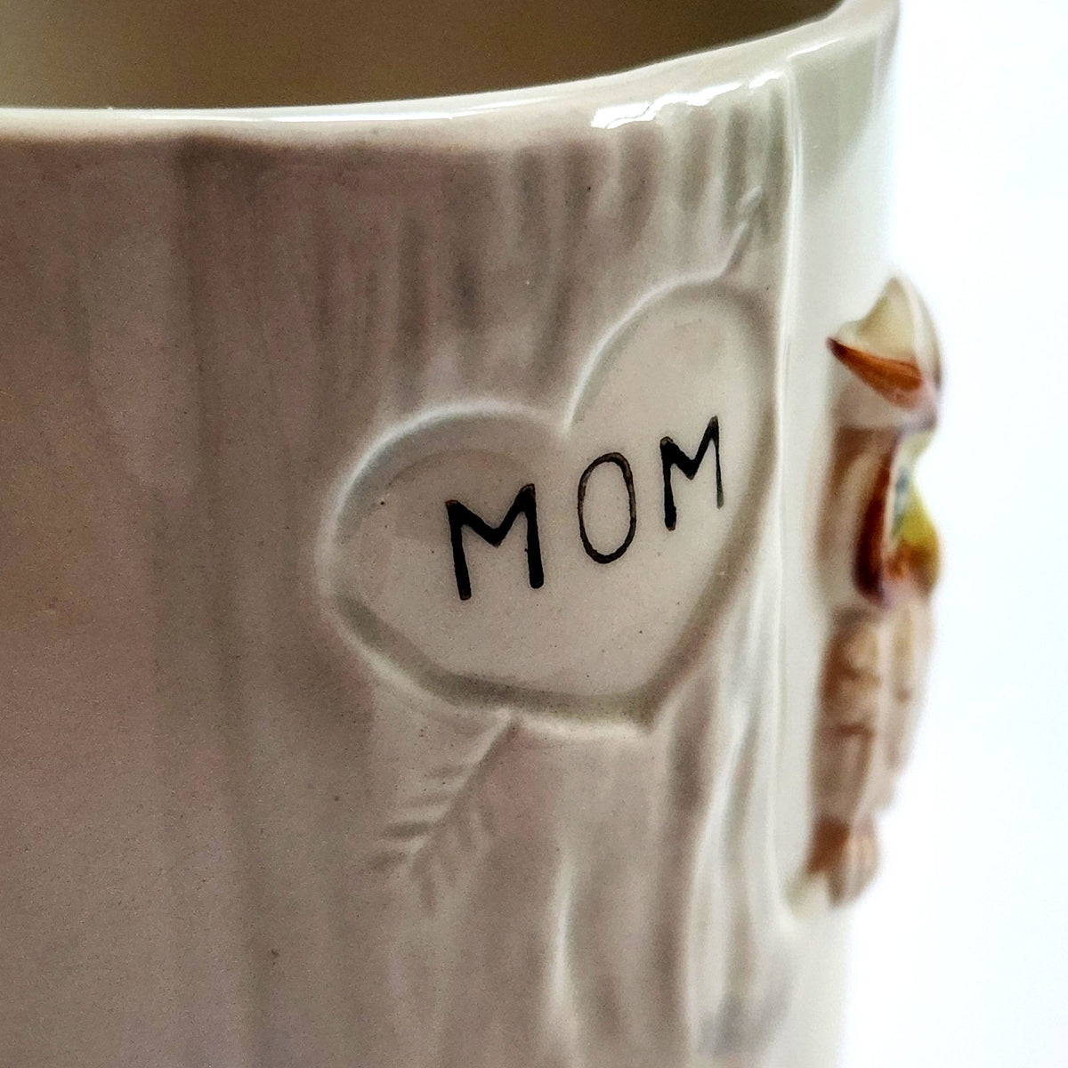 Vintage Enesco Owl Mom Stacking Mug | 1970s Ceramic Coffee Cup Mother's Day Gift