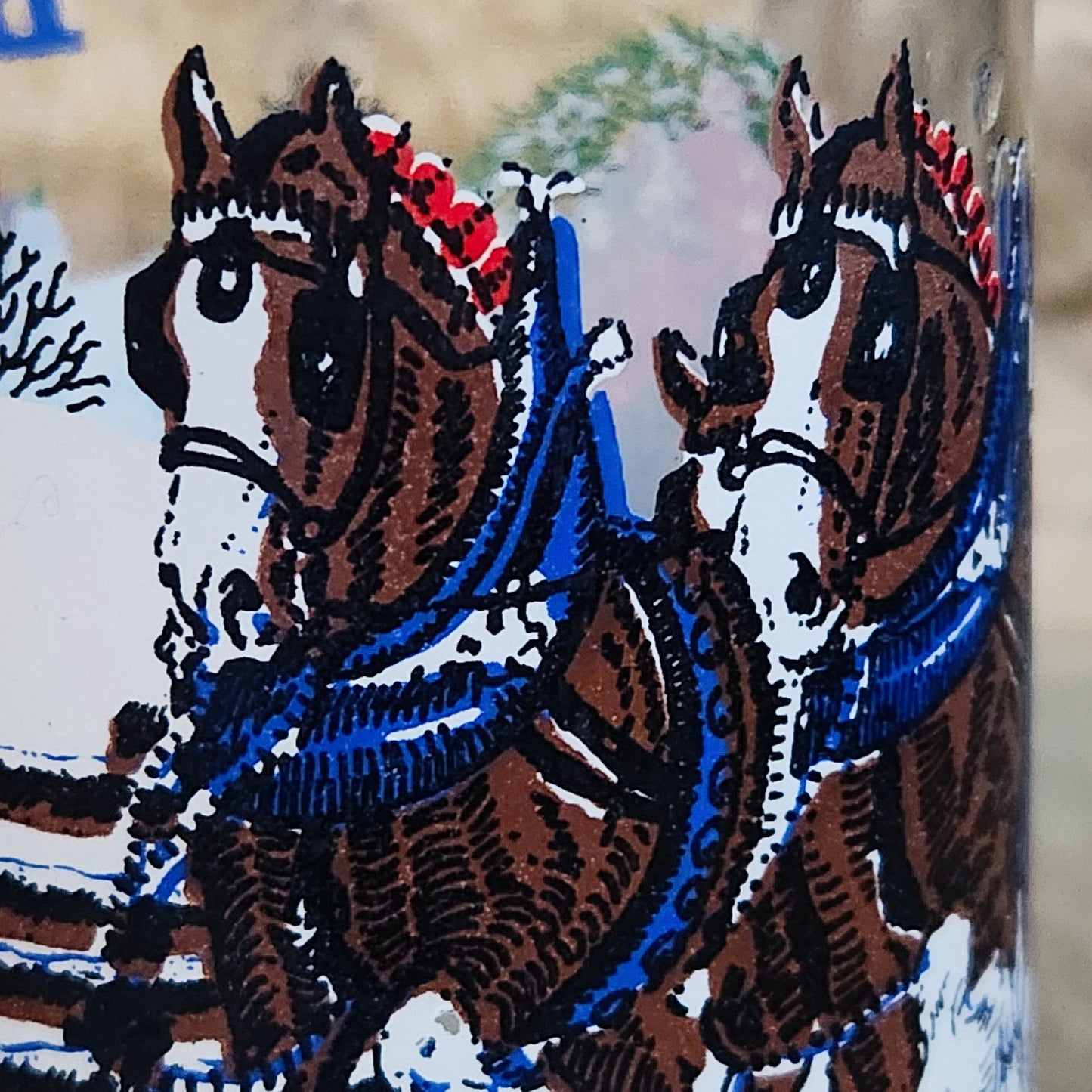 Vintage Budweiser Clydesdales Glasses | 6 Anheuser-Busch Winter Scene Christmas