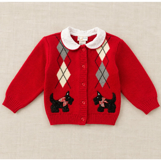 Vintage 1990s Toddler Girls Red Scottie Dog Sweater Cardigan B.T. Kids 2T