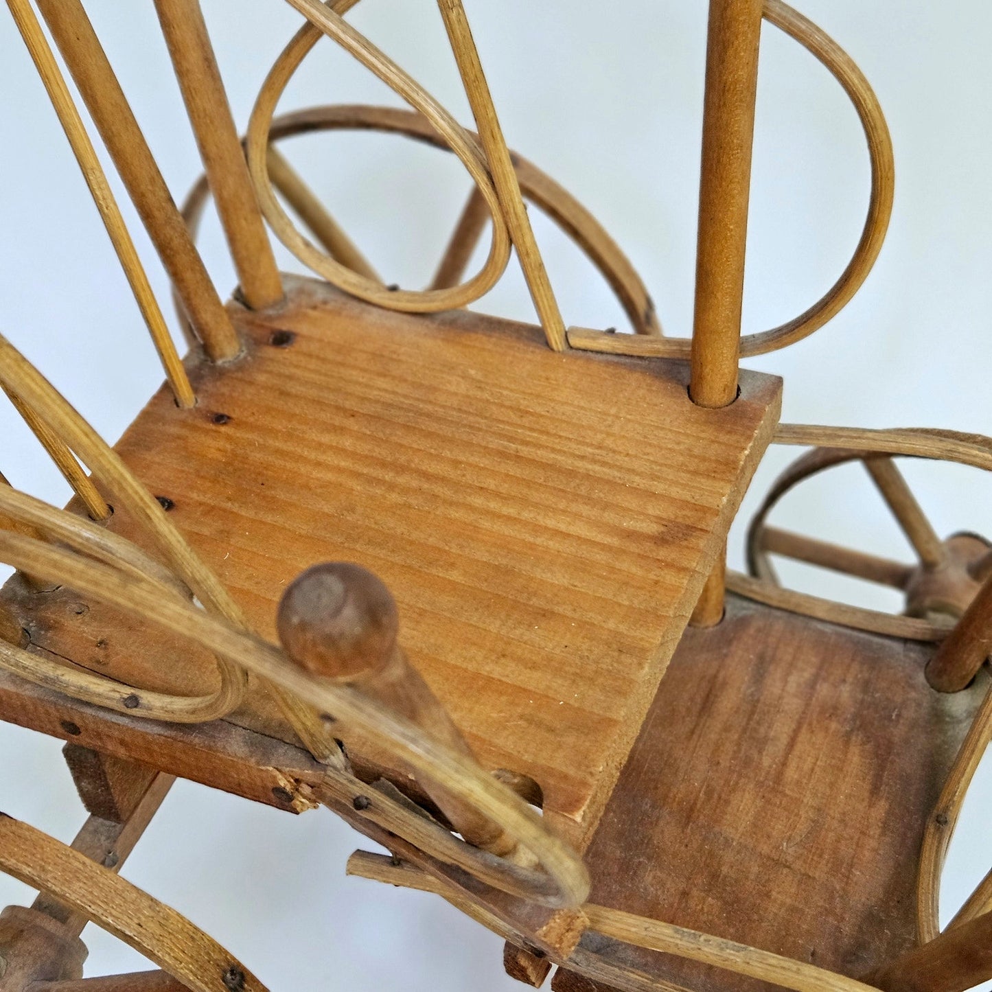 Antique Victorian Handmade Bentwood Doll Push Chair Stroller Circa 1900