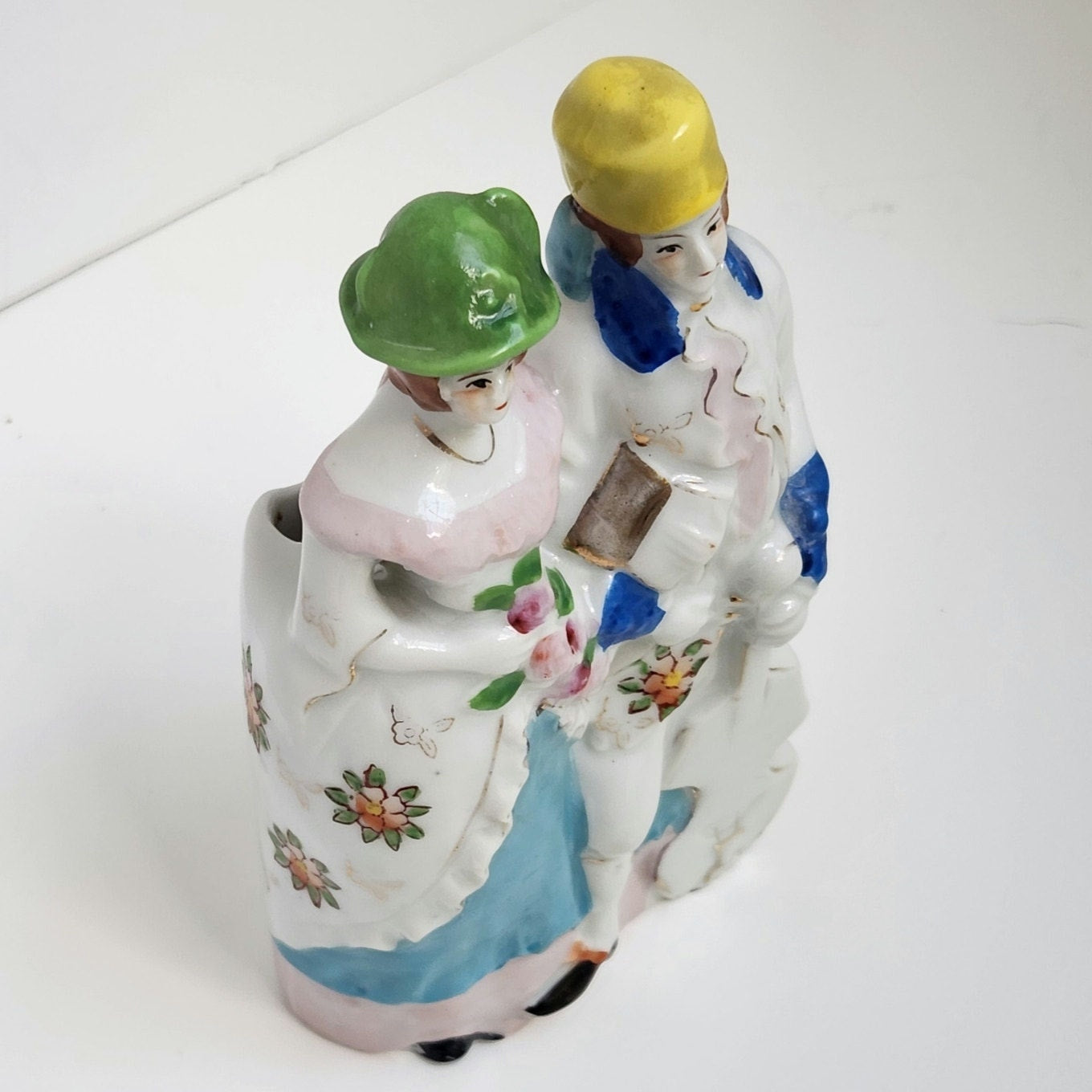 Antique Japanese Figural Porcelain Wall Pocket Vase