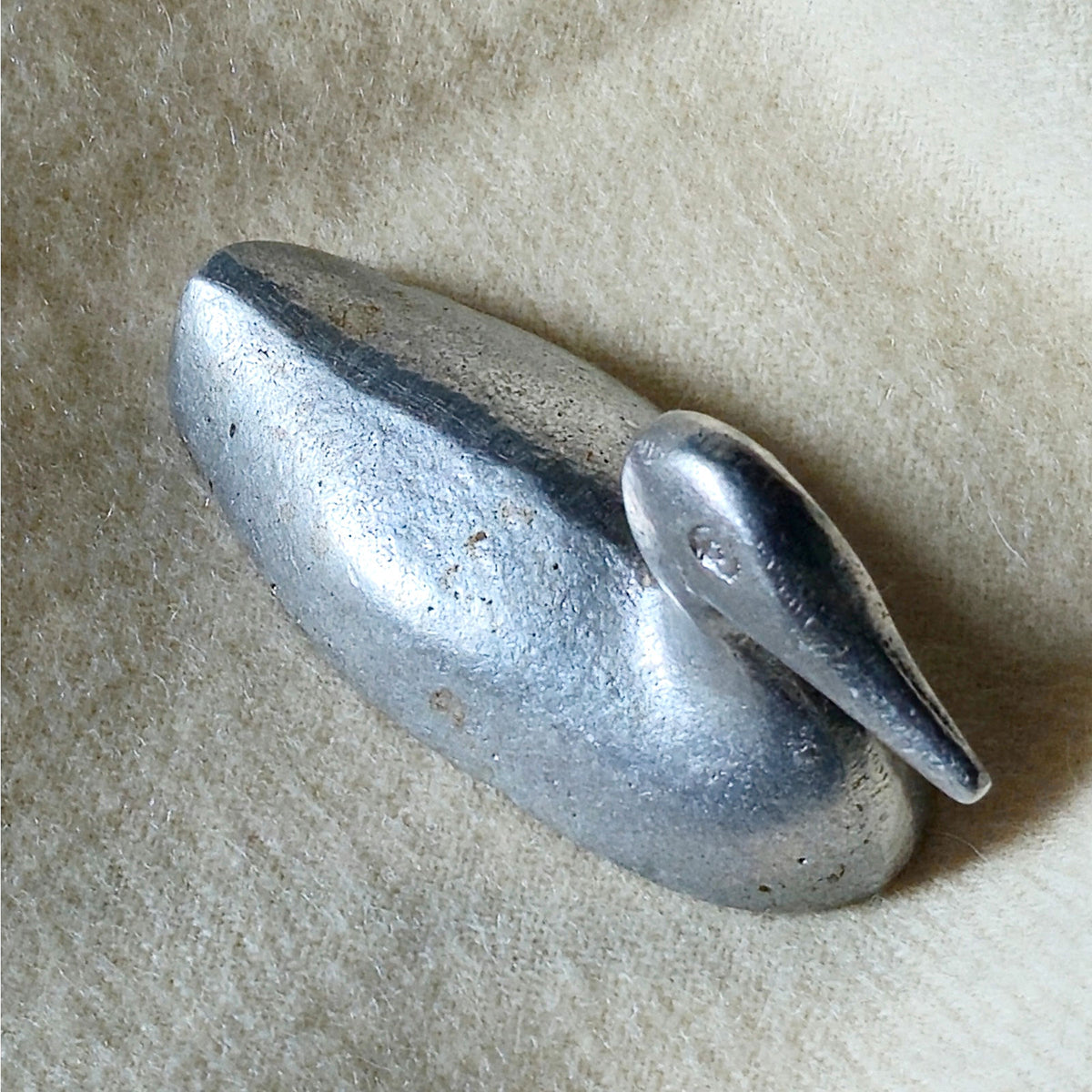 Vintage Miniature Aluminum Duck | MCM Mid-Century Modernist Silver Sculpture
