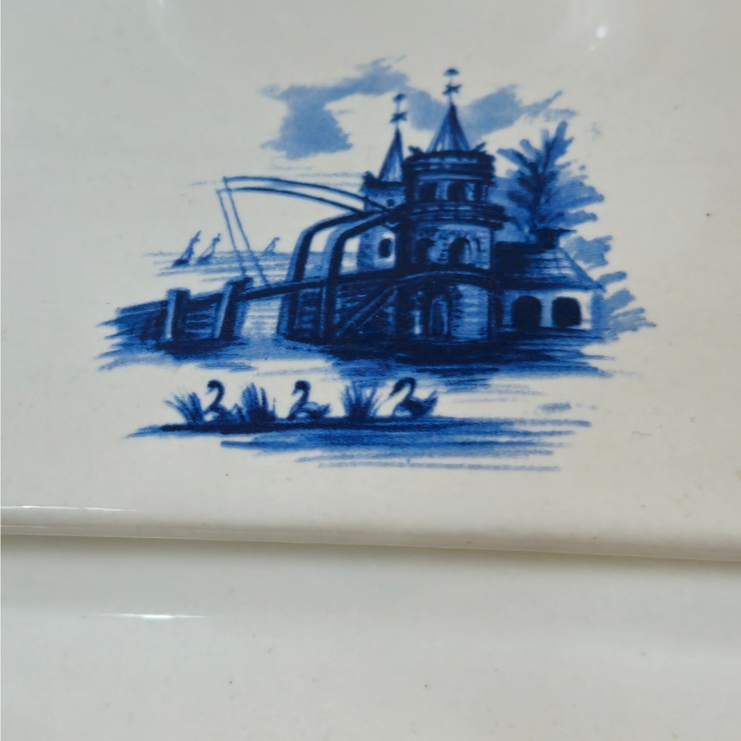 1970s Blue and White Covered Tureen with Underplate and Ladle
