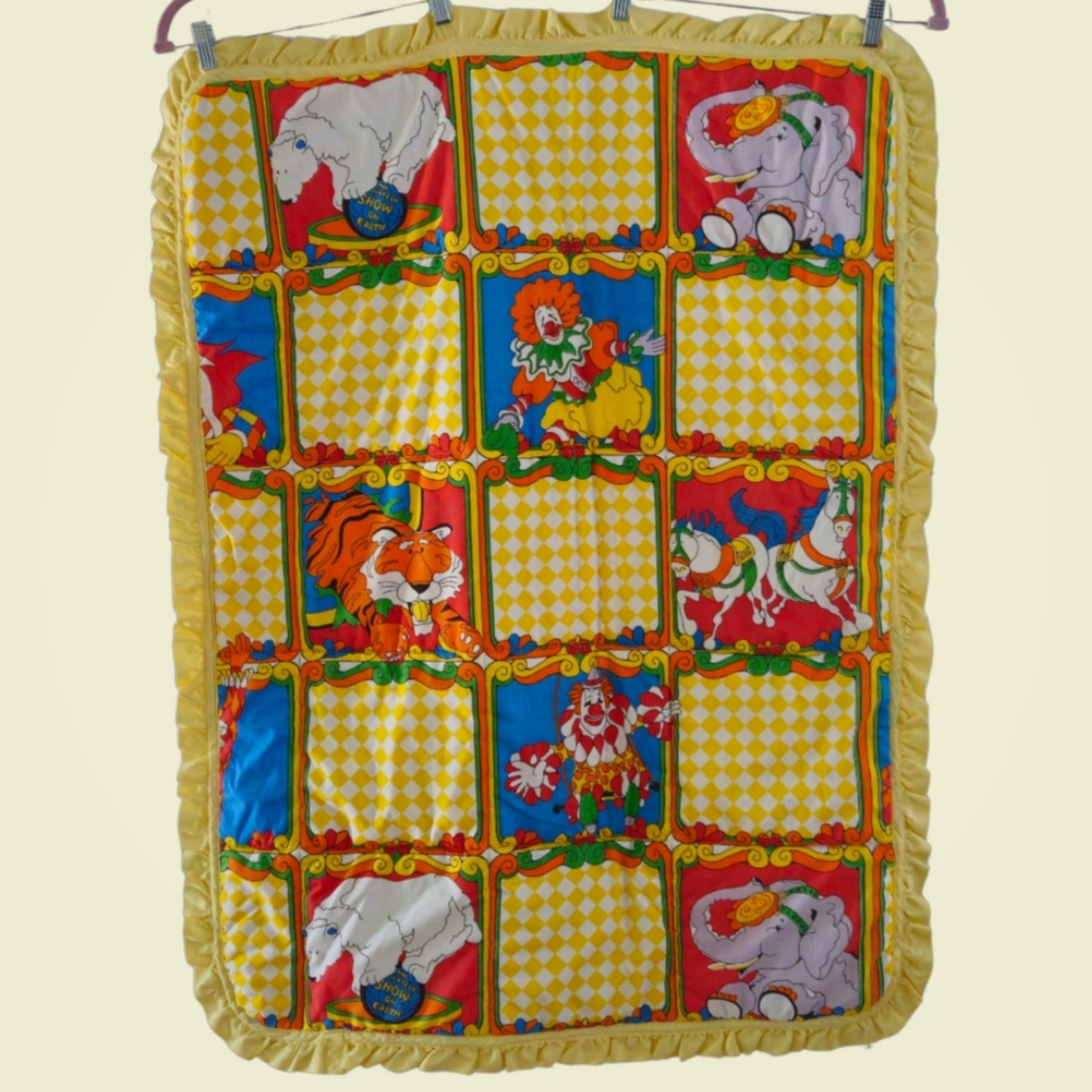 Vintage Ringling Bros Barnum & Bailey Baby Crib Blanket | 1970s Circus Nursery