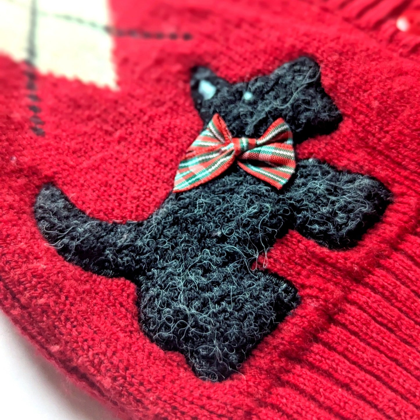 Vintage 1990s Toddler Girls Red Scottie Dog Sweater Cardigan B.T. Kids 2T