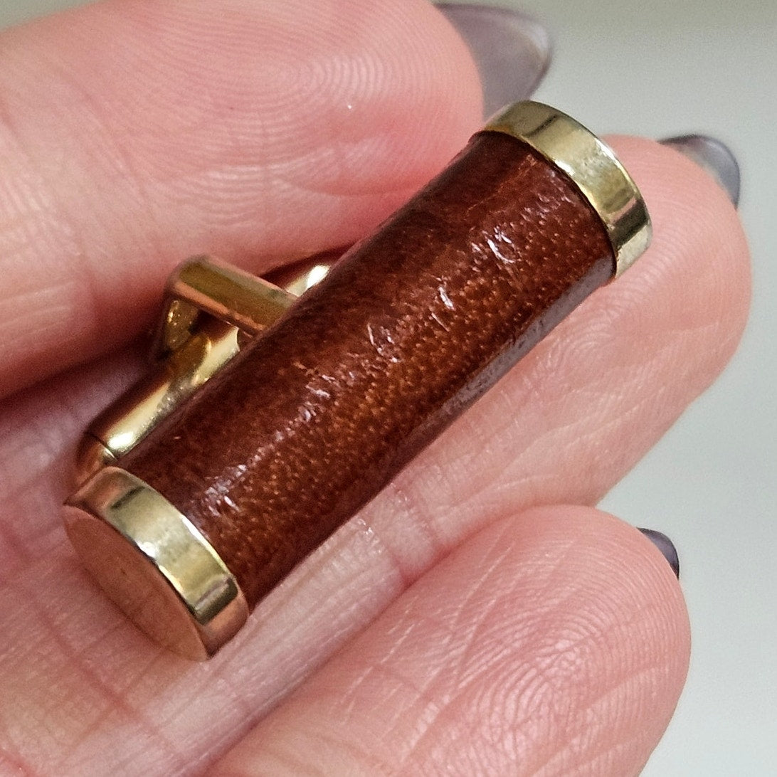 MCM Swank Brown Leather Cufflinks