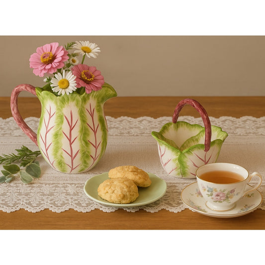 1988 Haldon Group Tobacco Leaf Pitcher & Basket
