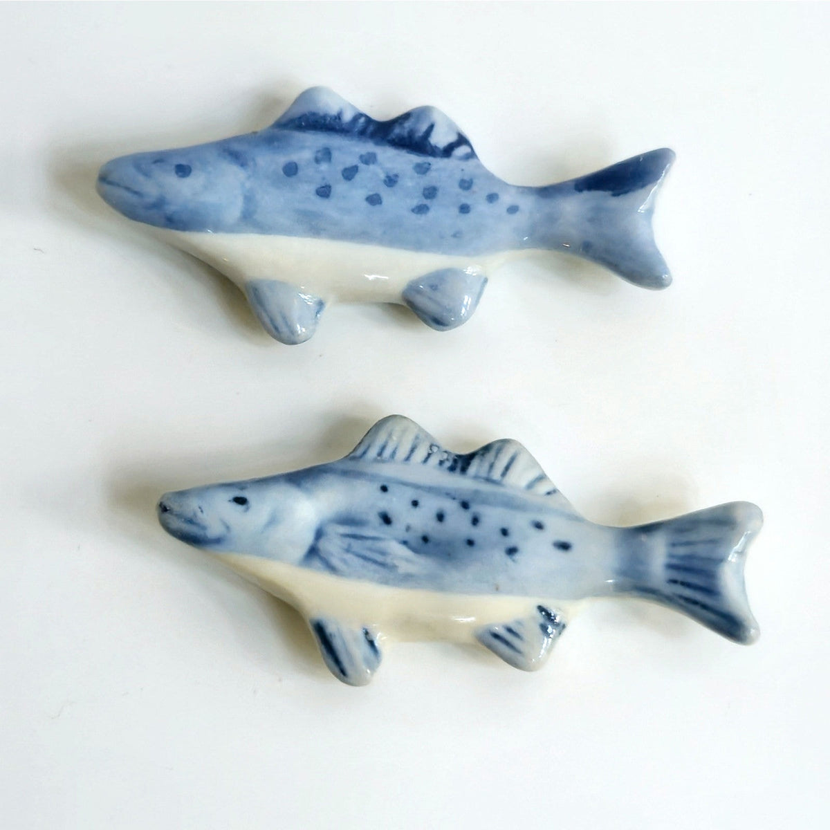 1970s Blue & White Fish Chopstick Rests (Set of 4)