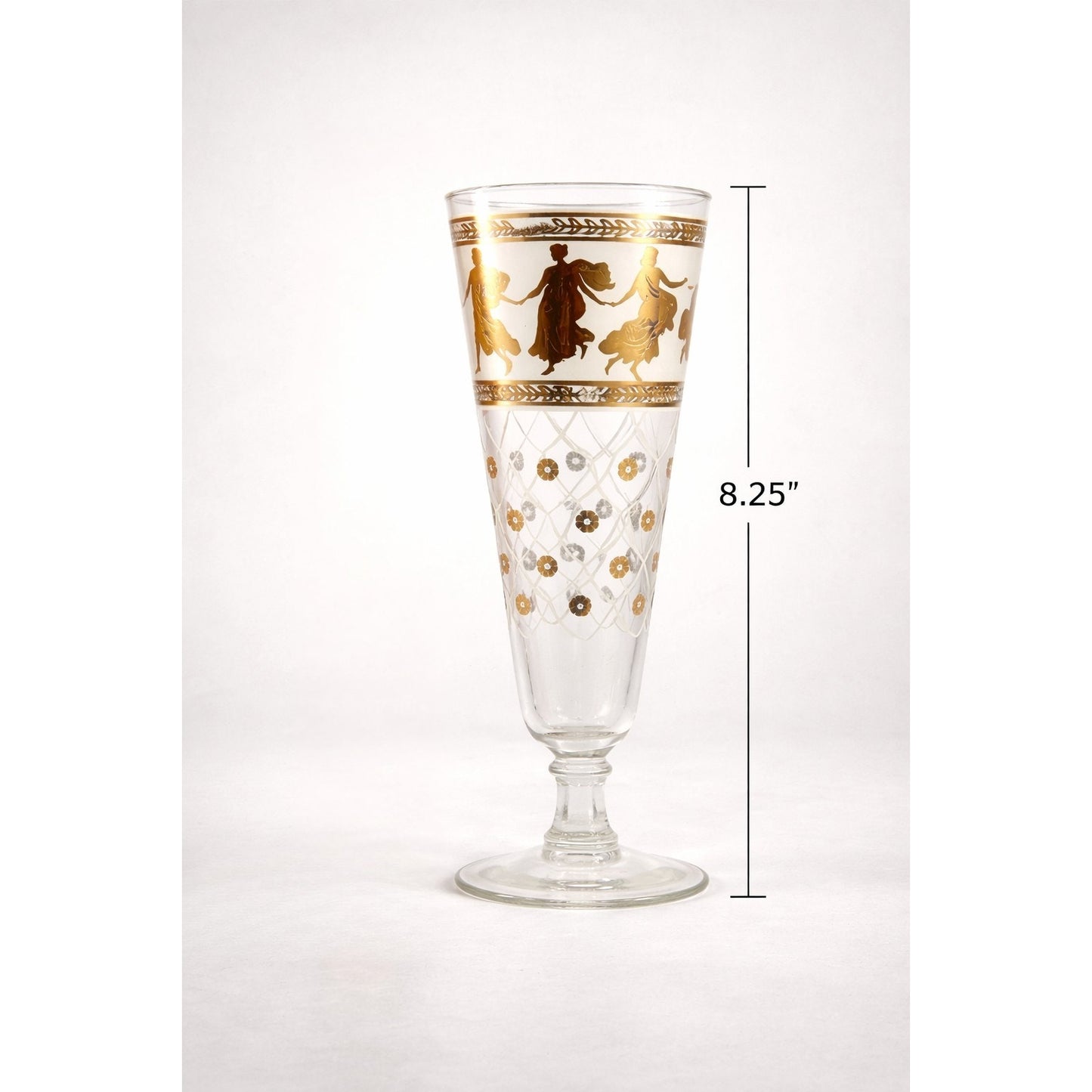 Set of 4 MCM Aldon Greek Goddess Pilsner Glasses