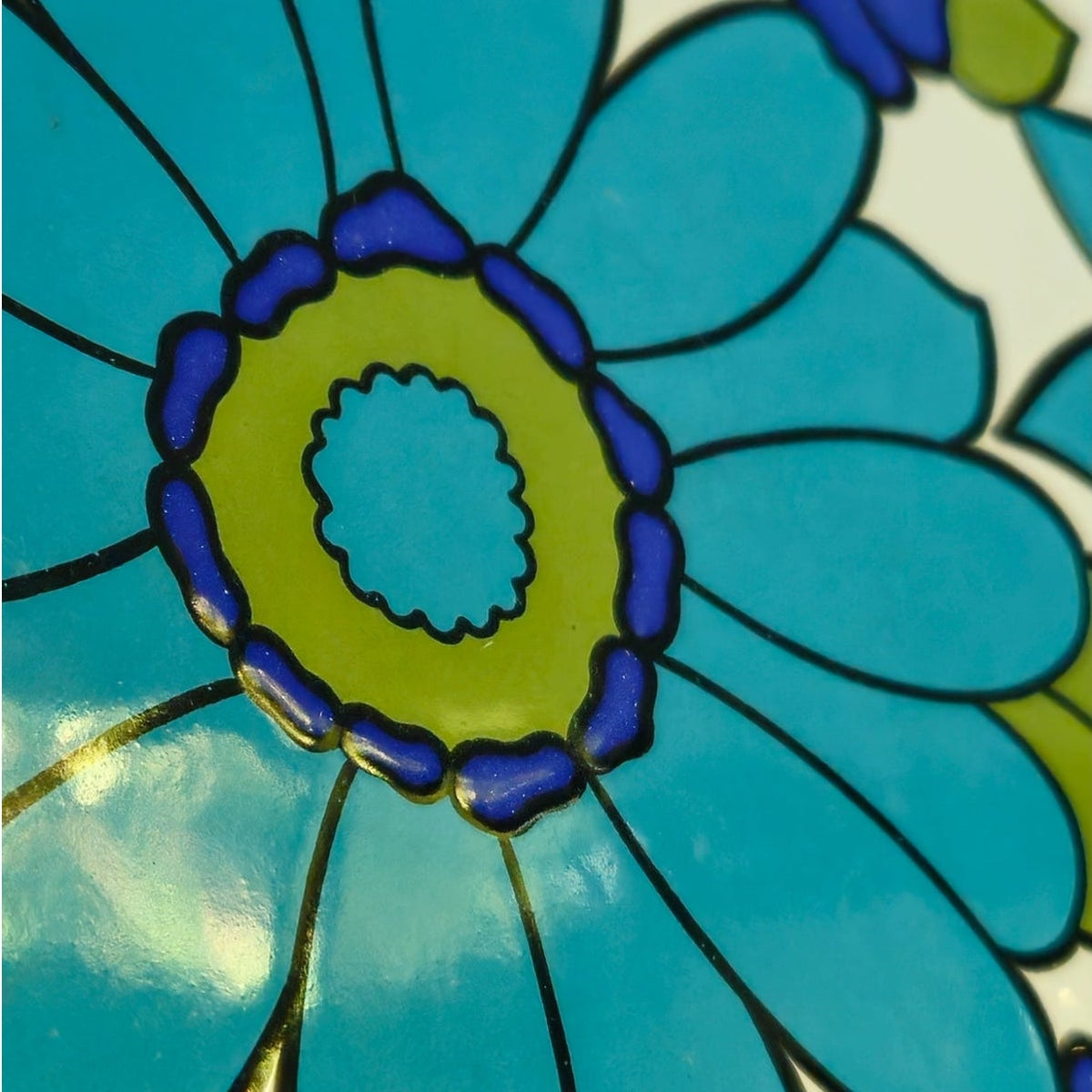 1970s Blue Floral Fondue Set