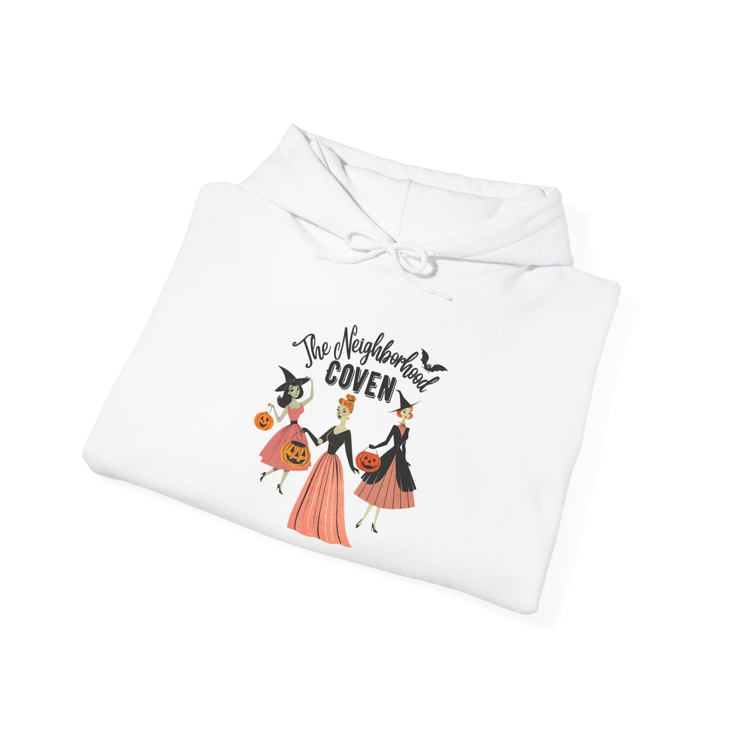 Witchy Girls Halloween Hoodie — 'Coven' Vintage Witch Trio Pullover