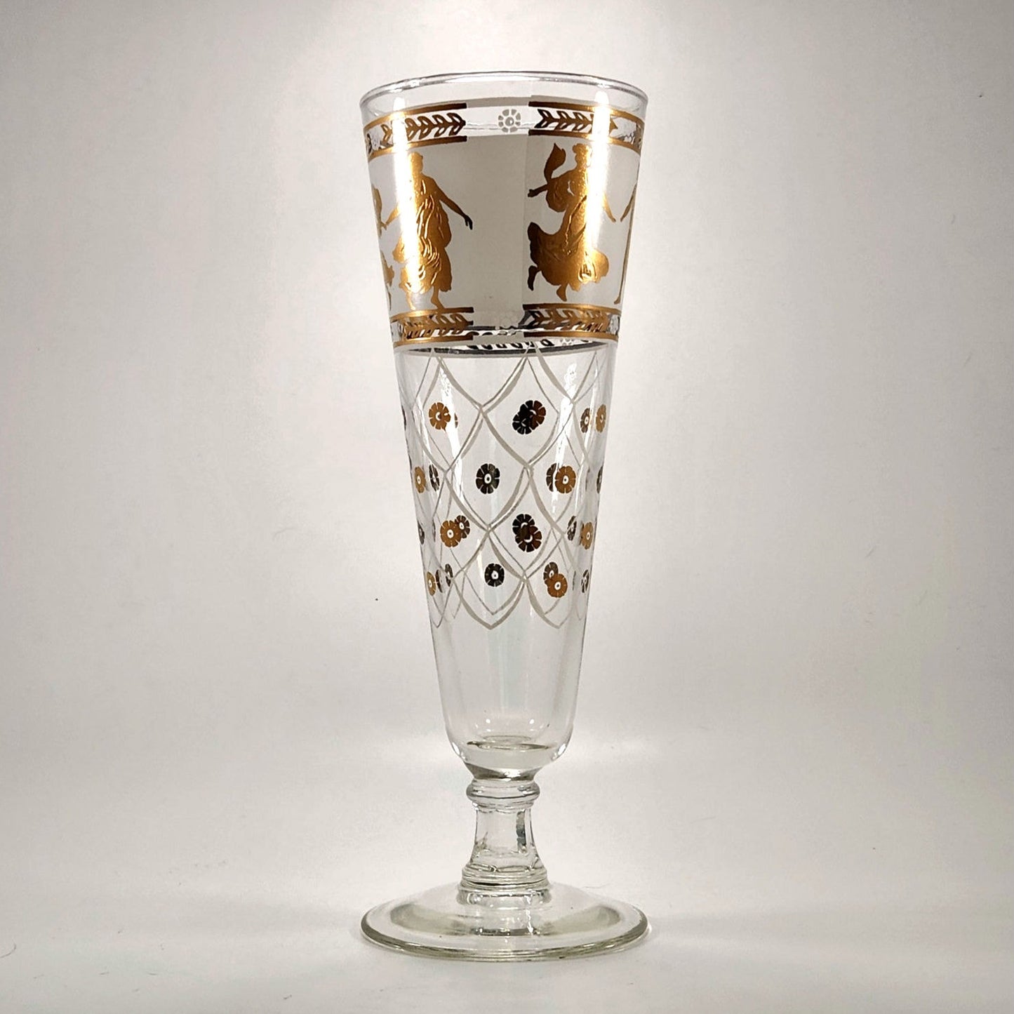 Set of 4 MCM Aldon Greek Goddess Pilsner Glasses