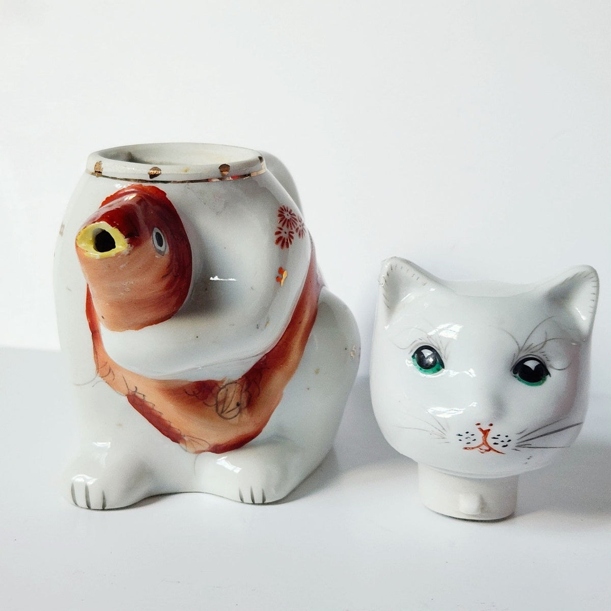 Mid-Century Cat & Koi Porcelain Teapot