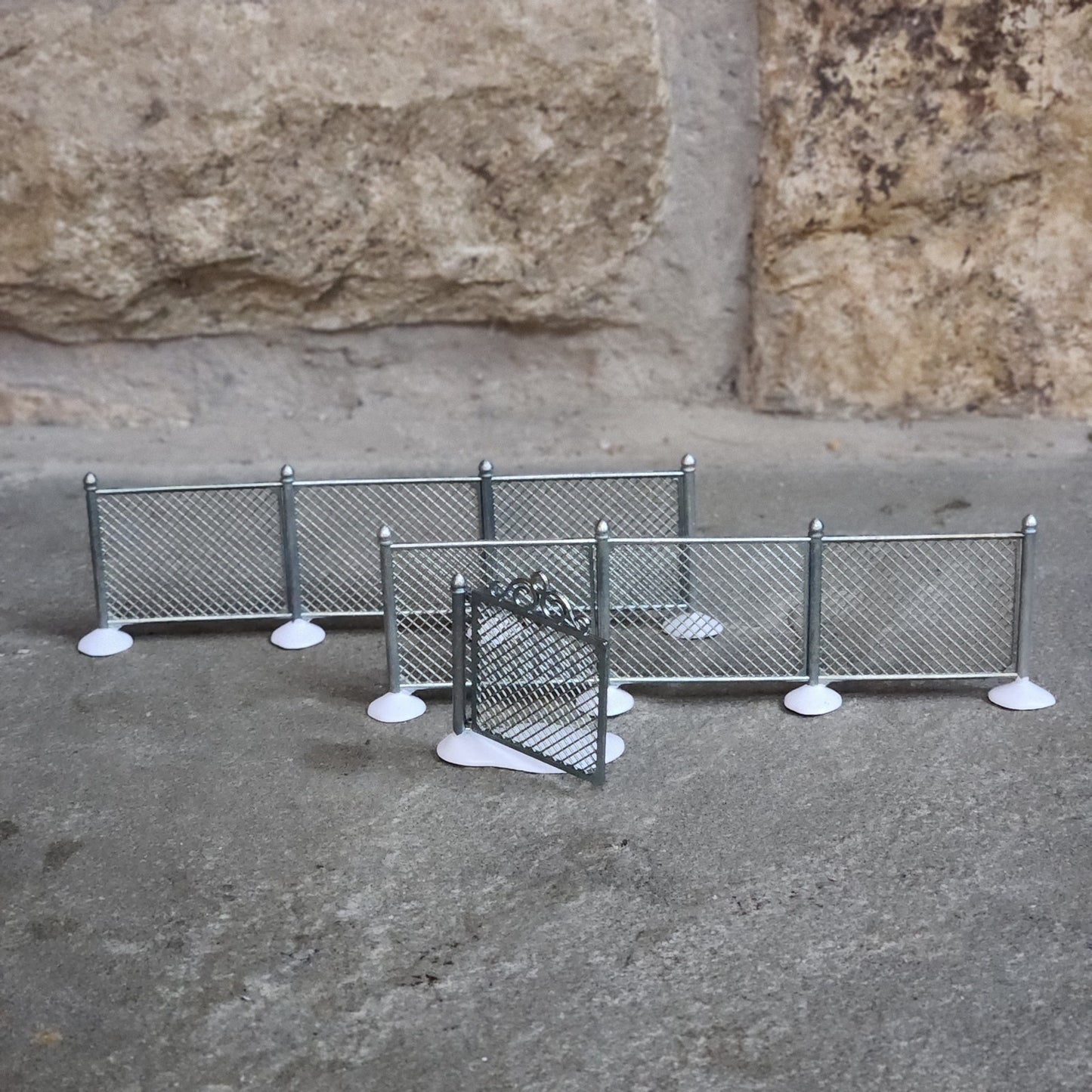 Vintage Department 56 Chain Link Fence With Gate | Set of 3 Metal Accessories